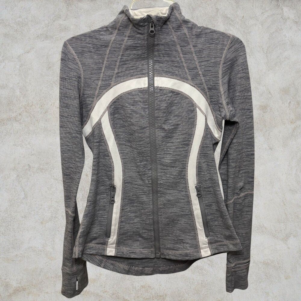 LULULEMON size 8 DEFINE Jacket WEE ARE FROM SPACE Gray White Full-Length LUON